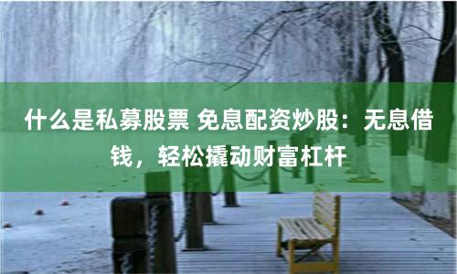 什么是私募股票 免息配资炒股：无息借钱，轻松撬动财富杠杆